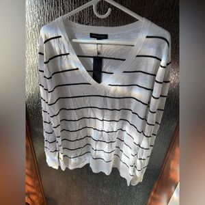 Banana Republic Women's Long Sleeve Black and White Striped Sweater